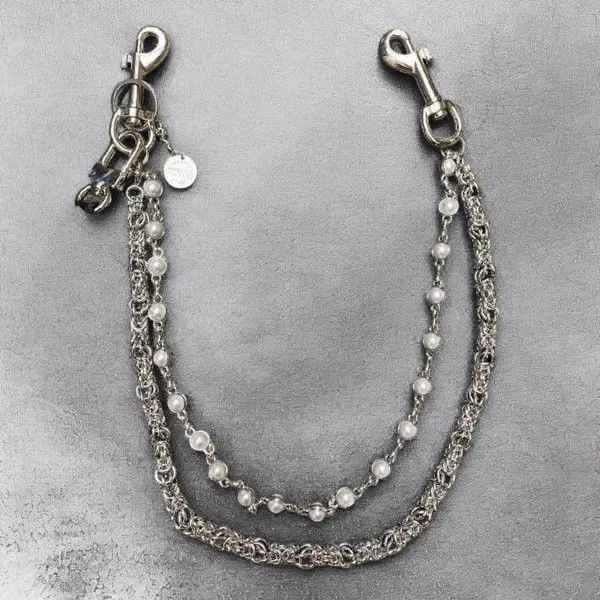 Jewelry Double Layered Pearl Wallet Chain, Keychain for Jeans Size ONE SIZE - 6 Thumbnail