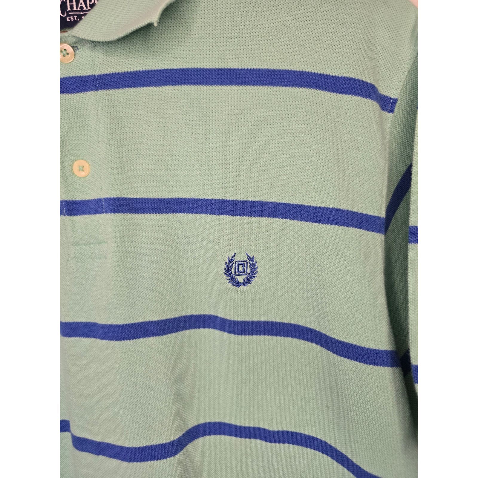 Chaps Chaps Polo Blue Striped Shirt Mens Teal Collared XL Size US XL / EU 56 / 4 - 2 Thumbnail