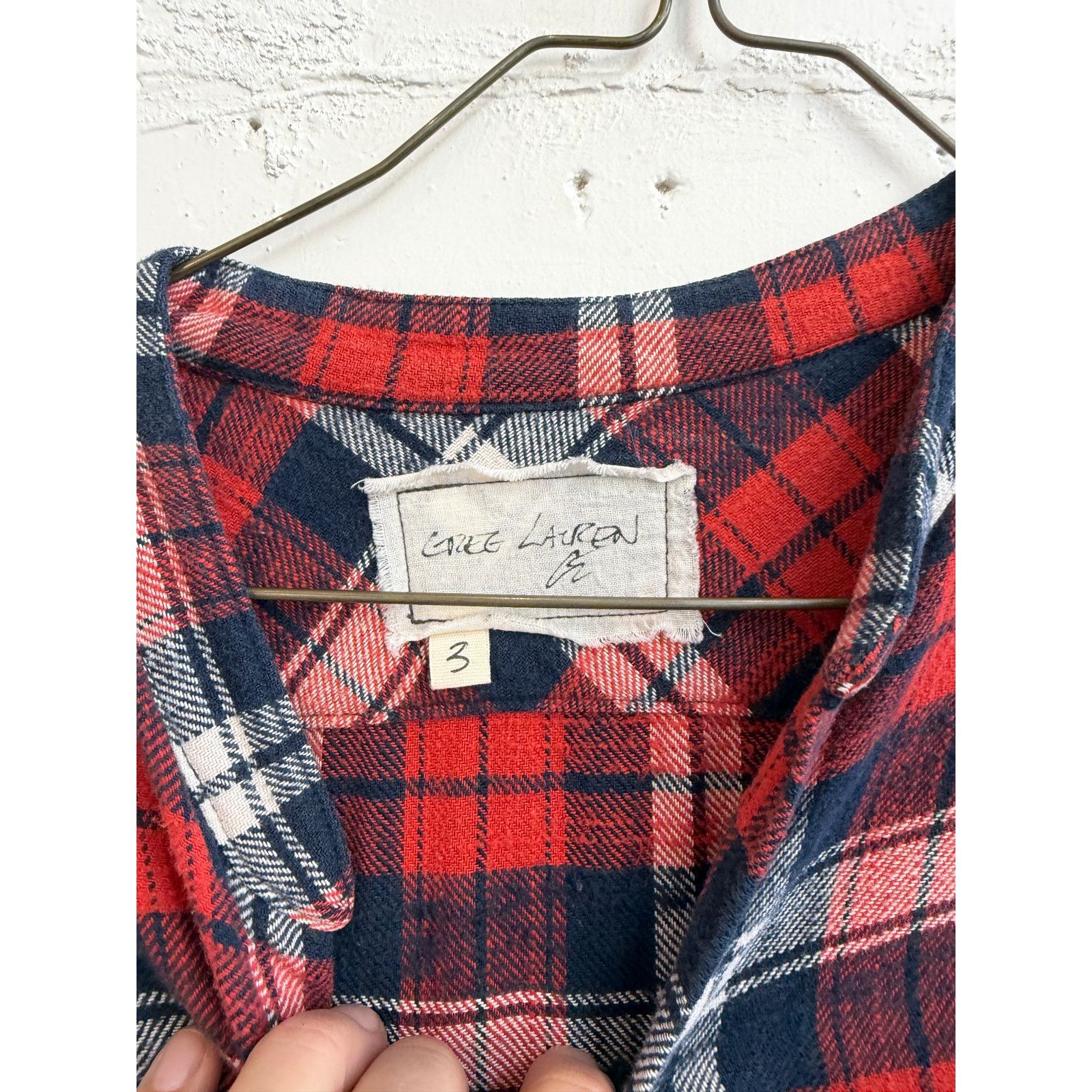 Greg Lauren Greg Lauren SAMPLE Red Plaid Studio Shirt Size US L / EU 52-54 / 3 - 4 Thumbnail