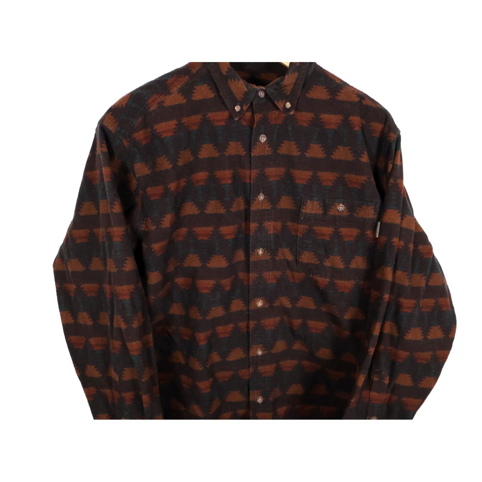 Vintage VINTAGE Woolrich Aztec Pattern Flannel Shirt Mens XL Brown Dark Green Geometric Tribal Size US XL / EU 56 / 4 - 4 Thumbnail
