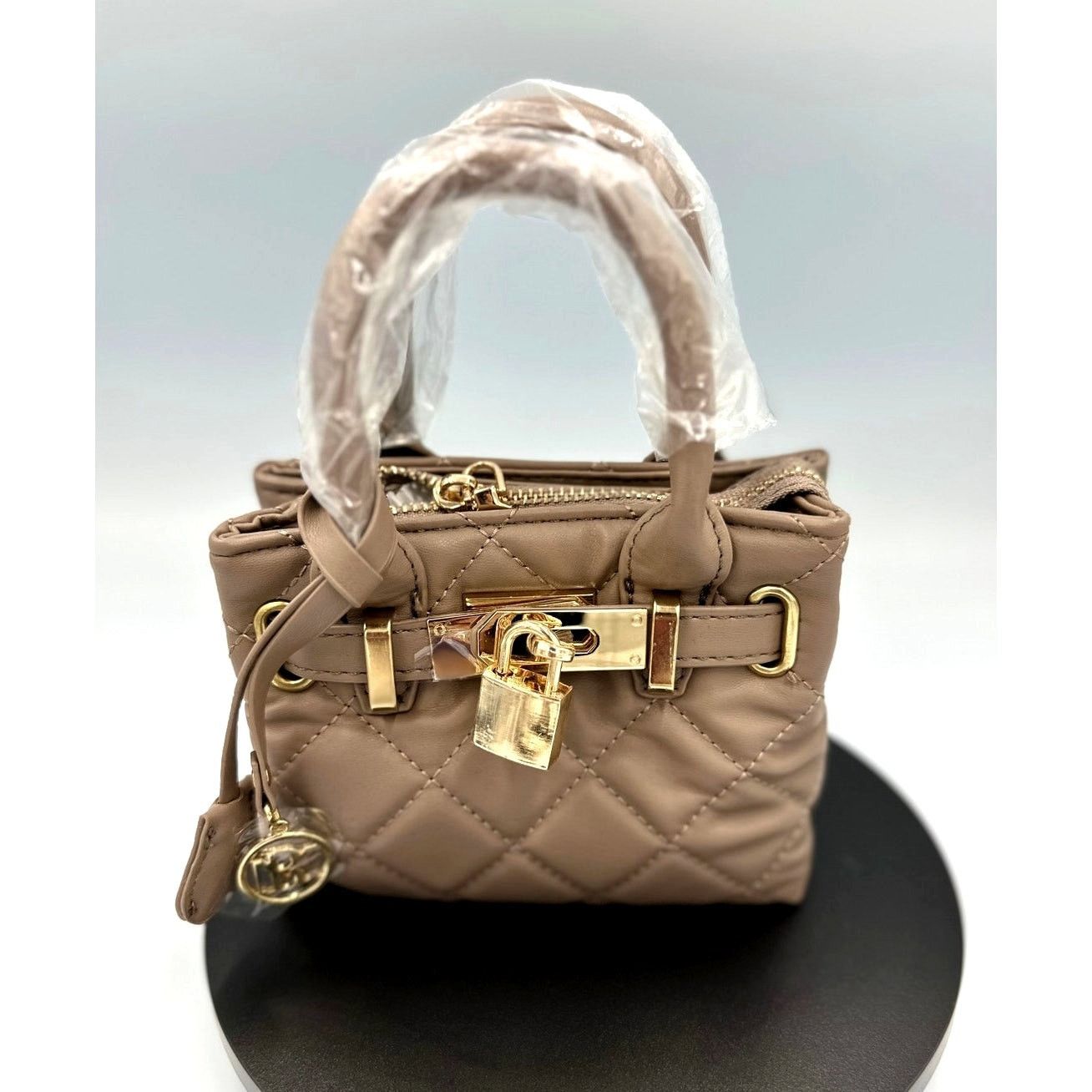 Badgley Mischka Badgley Mischka Mini Diamond Quilted Tote - Taupe Size ONE SIZE - 3 Thumbnail