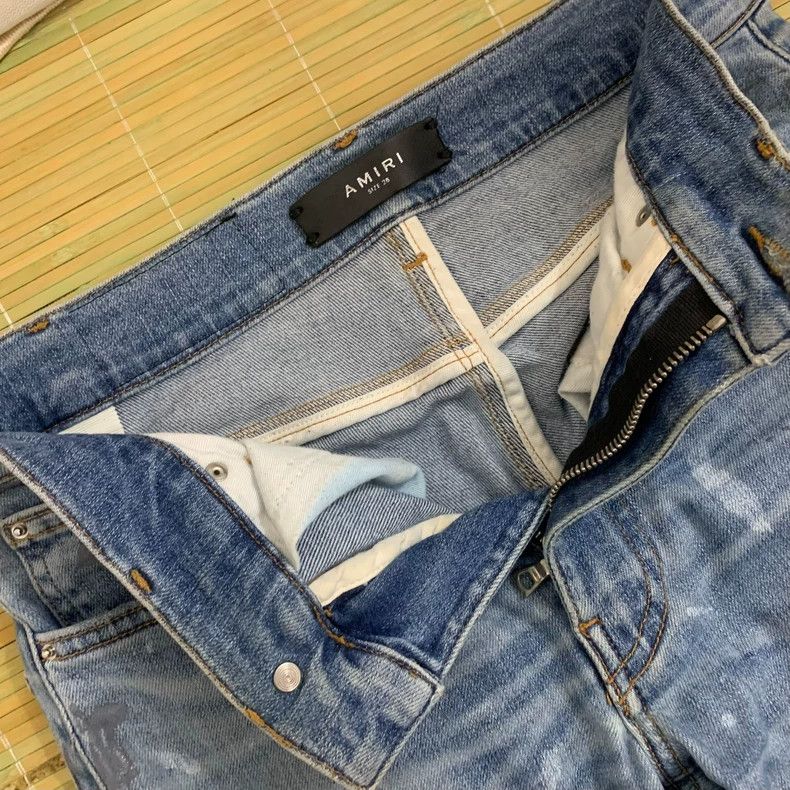 Amiri Amiri Single Knee Destroyed Splatter Denim Pants Size US 28 / EU 44 - 3 Thumbnail