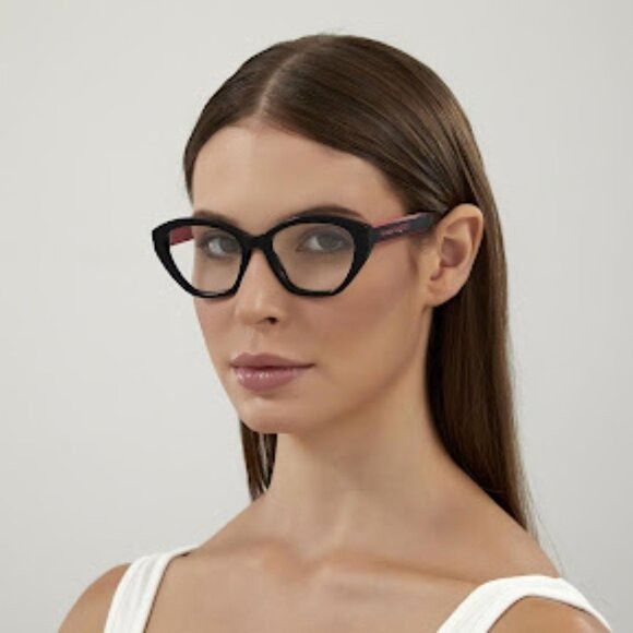 Alexander McQueen Alexander McQueen AM0360O 004 Eyeglasses Red/Beige 52mm Size ONE SIZE - 3 Thumbnail