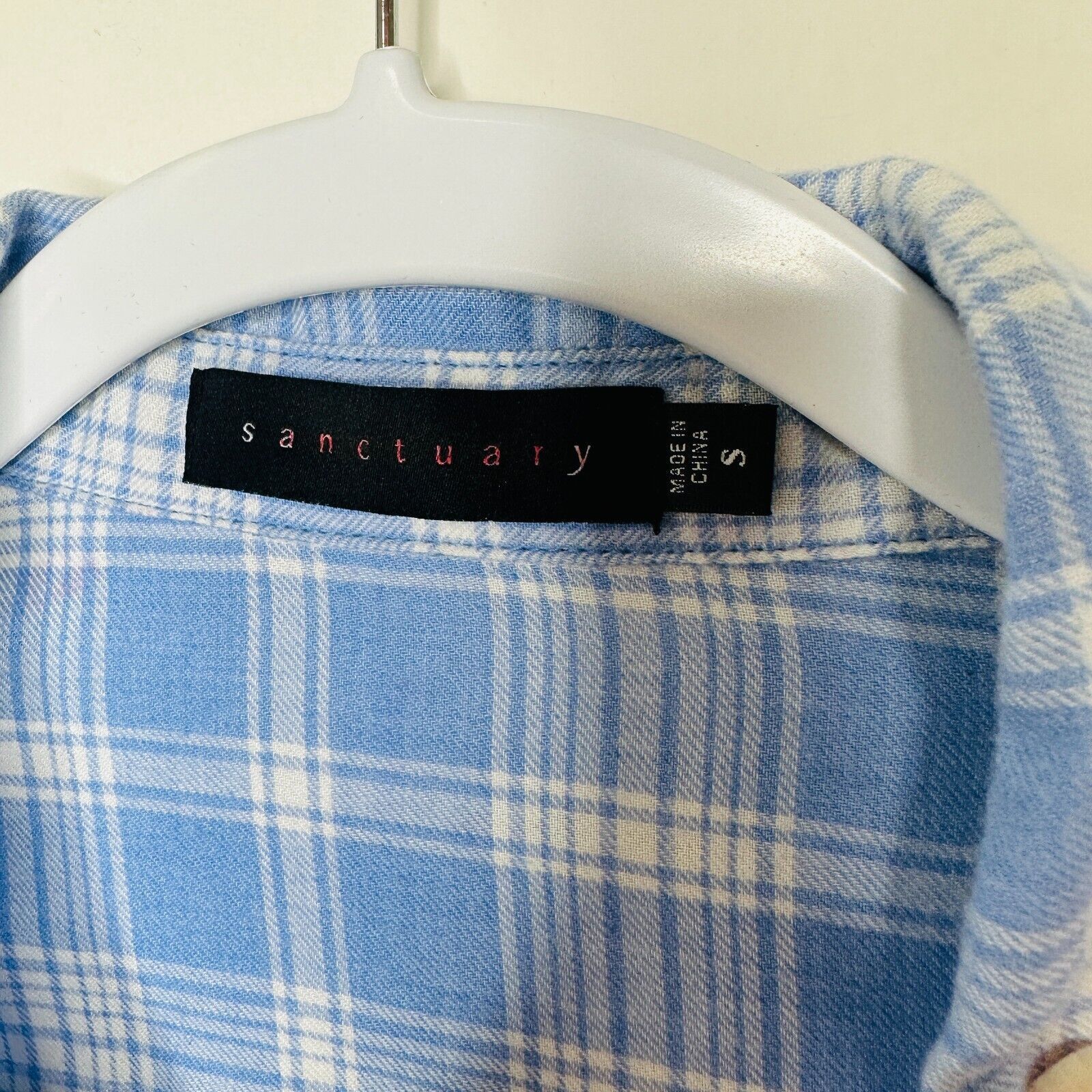 Other Sanctuary Blue Plaid Boyfriend Button Shirt Roll Tab Sleeves Size S / US 4 / IT 40 - 6 Thumbnail