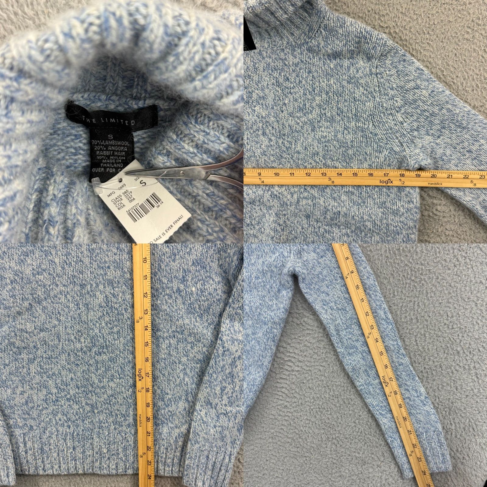 Vintage The Limited Sweater Women Small Blue Turtleneck Wool Long Sleeve Knit Angora NWT Size S / US 4 / IT 40 - 8 Thumbnail
