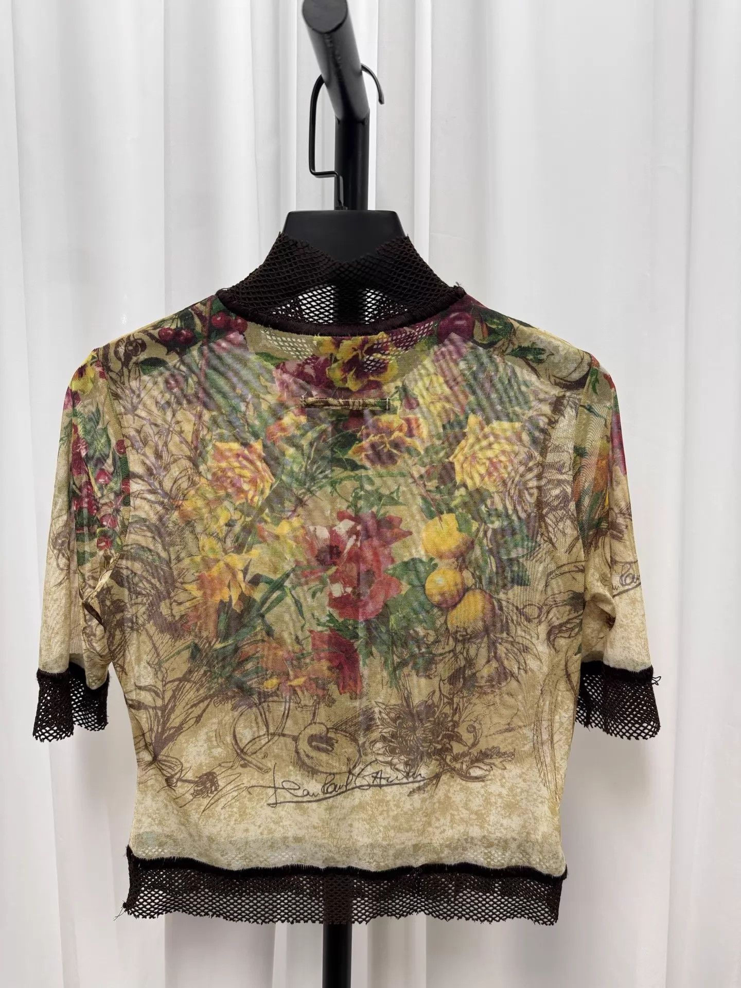 Jean Paul Gaultier JPG Floral Tulle Top Black Mesh Collar/Cuffs 40 Size S / US 4 / IT 40 - 5 Thumbnail