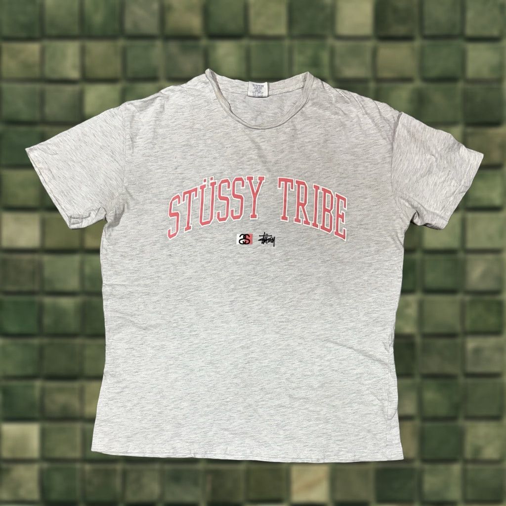 Vintage VINTAGE STUSSY T-Shirt Gray L Mens 2000s Y2K Tribe Shirt Size US L / EU 52-54 / 3 - 1 Thumbnail