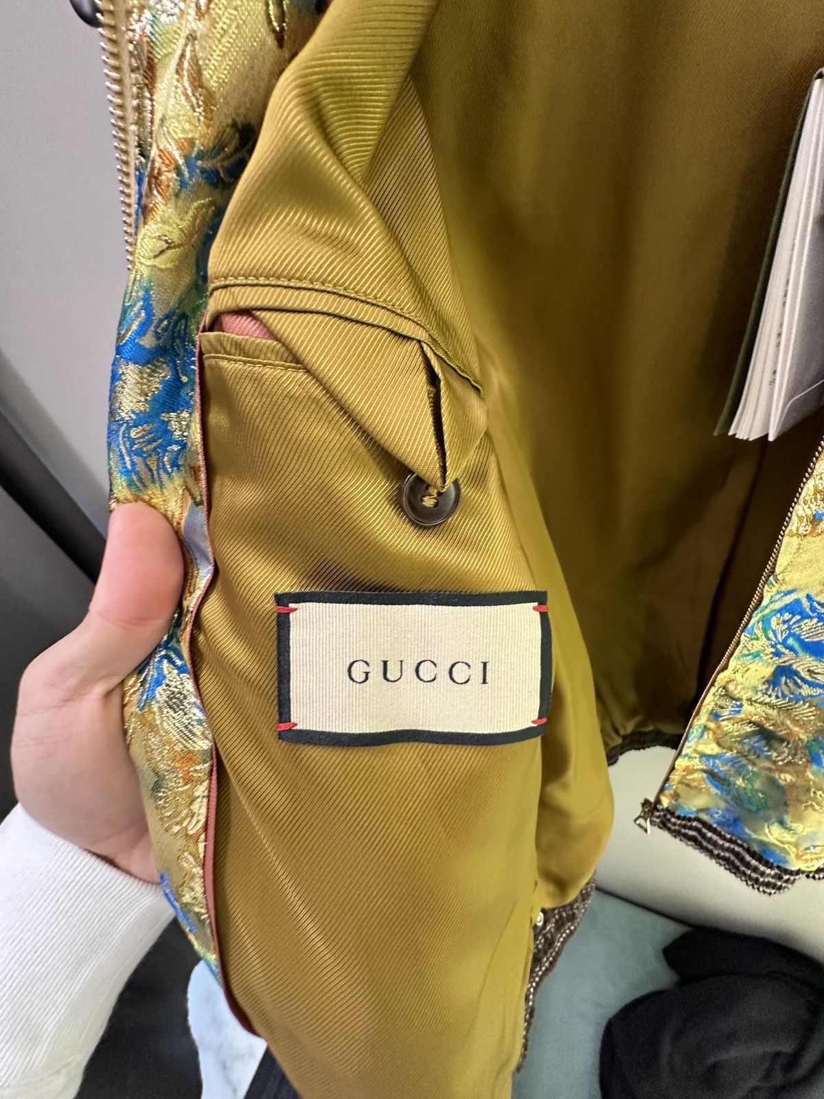 Gucci Gucci Embroidered Love Parade Metallic Silk Bomber Jacket Size US M / EU 48-50 / 2 - 8 Thumbnail
