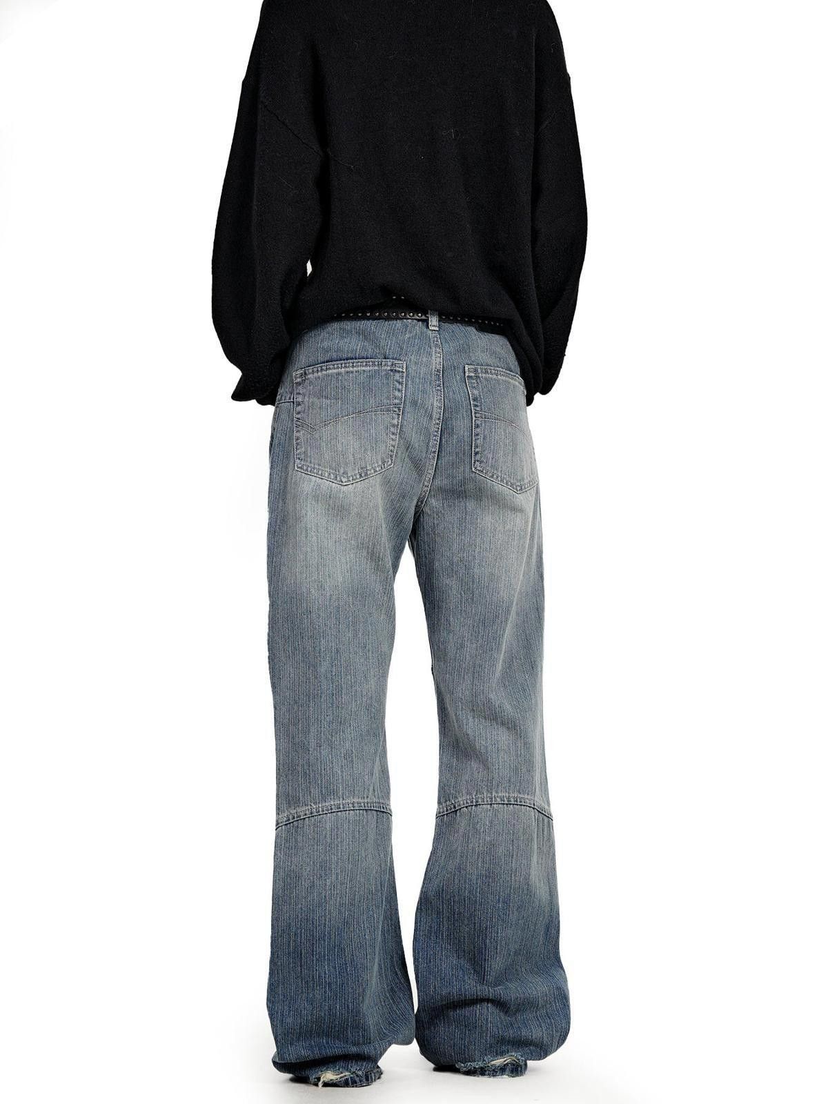 Jean Bamboo-Texture Patchwork Deconstructed Wide-Leg Denim Size US 32 / EU 48 - 3 Thumbnail