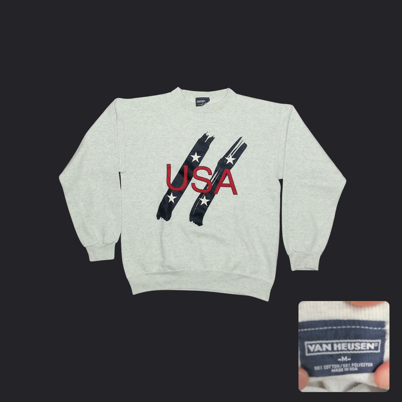 Van Heusen Vintage / Van Heusen / 80s Boxy USA Graphic Sweatshirt Size US L / EU 52-54 / 3 - 1 Thumbnail
