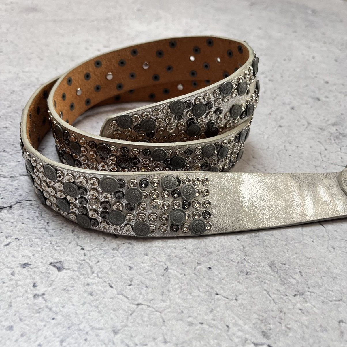 Japanese Brand × Vintage Vintage Leather Belt With Crystal B.B. Simon Supreme Style Size ONE SIZE - 5 Thumbnail