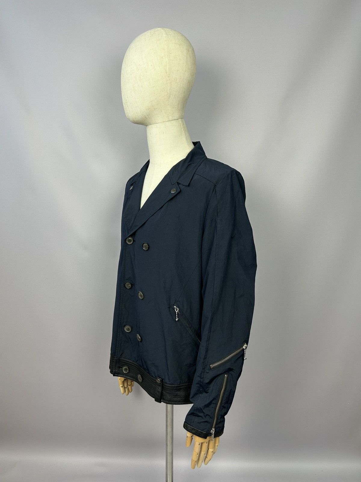 Japanese Brand Cy Choi Double Breasted Navy Nylon Coat Jacket Size L Size US L / EU 52-54 / 3 - 5 Thumbnail