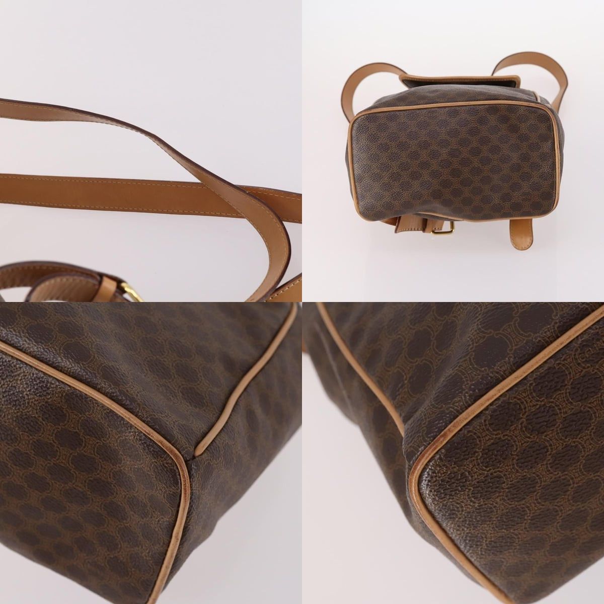 Celine CELINE Macadam Canvas Backpack Pvc Leather Brown Gold Size ONE SIZE - 10 Thumbnail