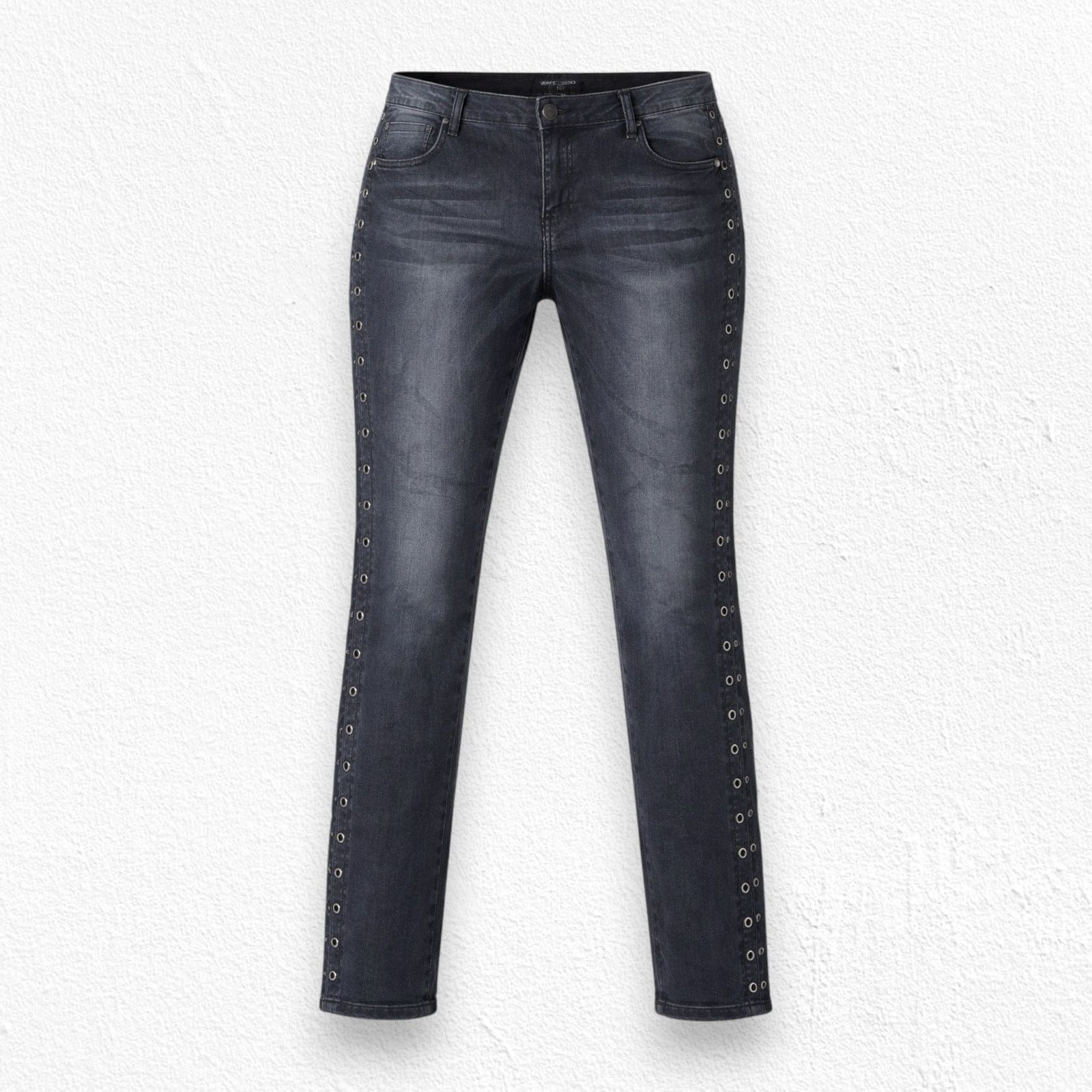 Other Washed Black Eyelet Skinny Jeans Size Large Size 34" / US 12 / IT 48 - 1 Thumbnail