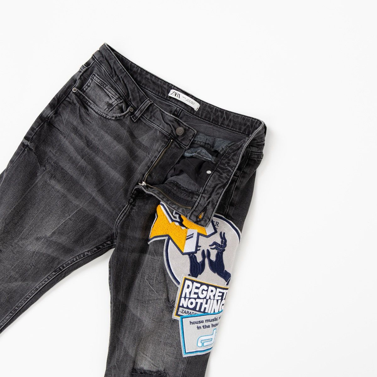 Zara Zara Man Gray Denim Jeans Distressed Patches Graphic Casual Size US 32 / EU 48 - 3 Thumbnail