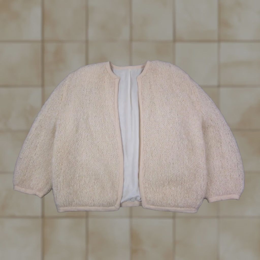 Vintage VINTAGE Creme Mohair Cardigan Womens XL Boucle Knit Open Front 70s Sweater Size XL / US 12-14 / IT 48-50 - 1 Thumbnail