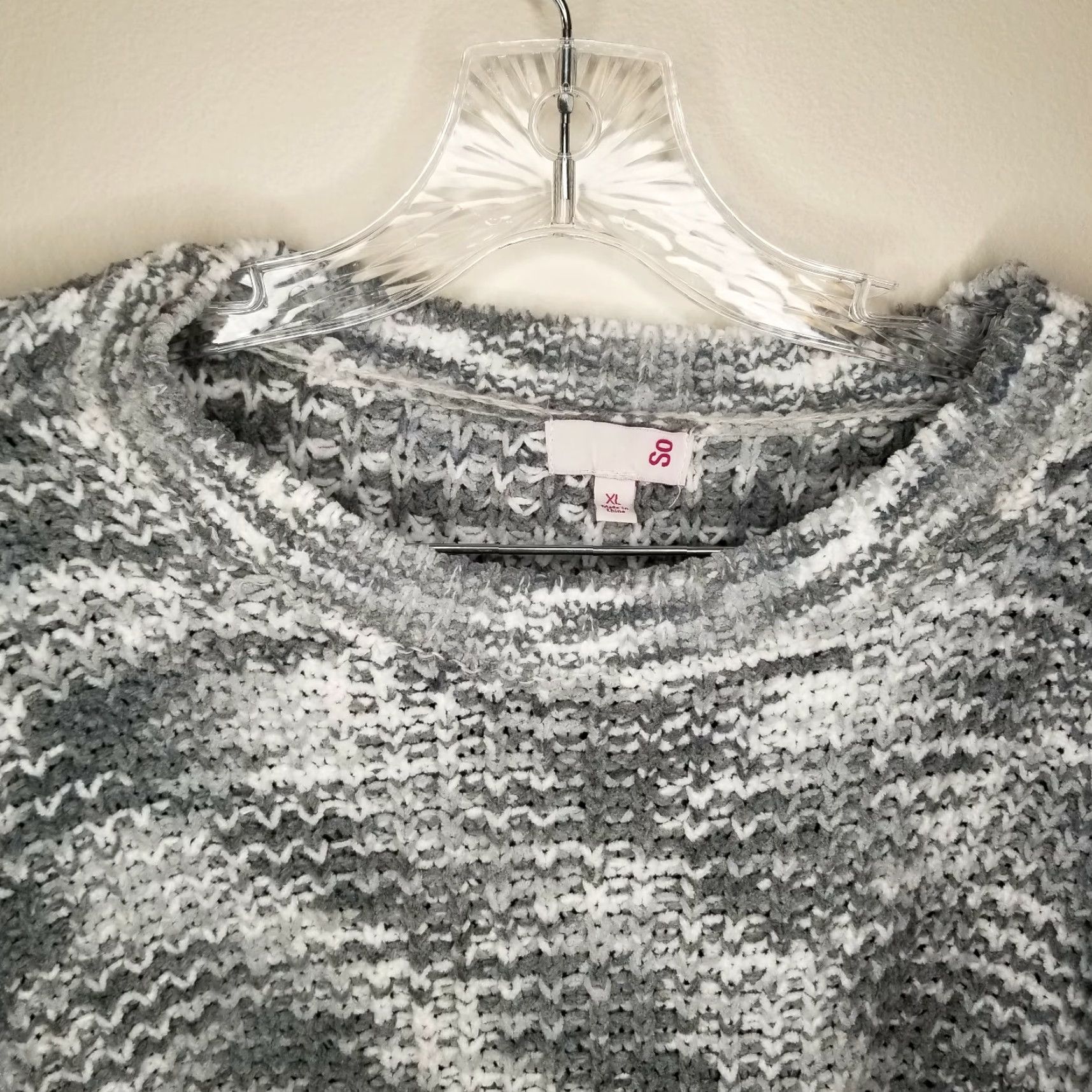 Vintage VINTAGE SO Knitted Pullover Sweater Long Sleeve Women's Size XL Gray White Size XL / US 12-14 / IT 48-50 - 3 Thumbnail