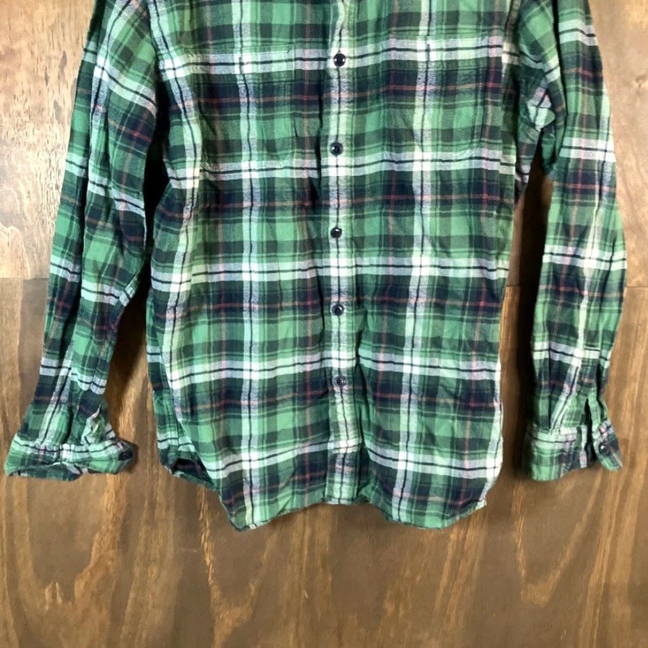 Uniqlo Uniqlo Mens Shirt Green White Plaid Flannel Button-Down 100% Cotton XL (XL) (K) Size US XL / EU 56 / 4 - 3 Thumbnail