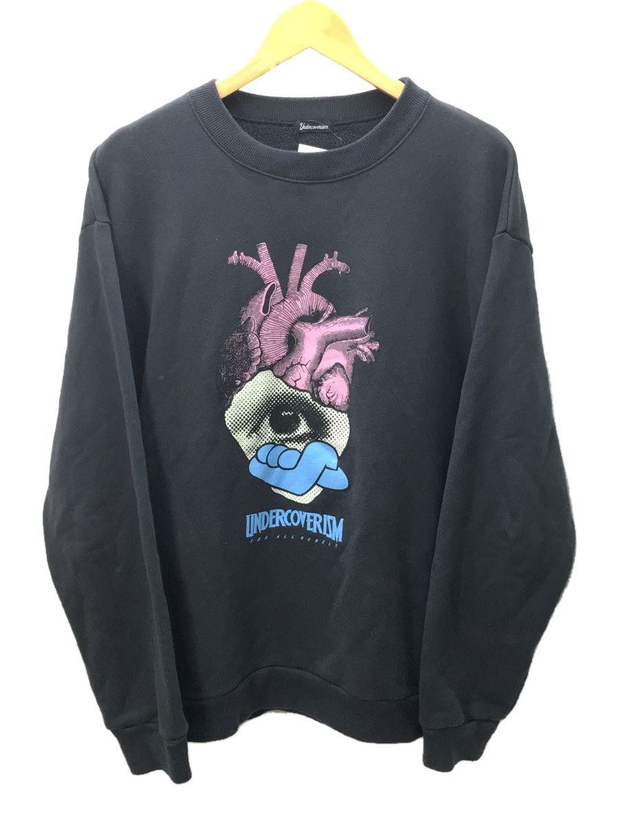 Sweatshirt Cotton Printed Pullover Crew Neck Black