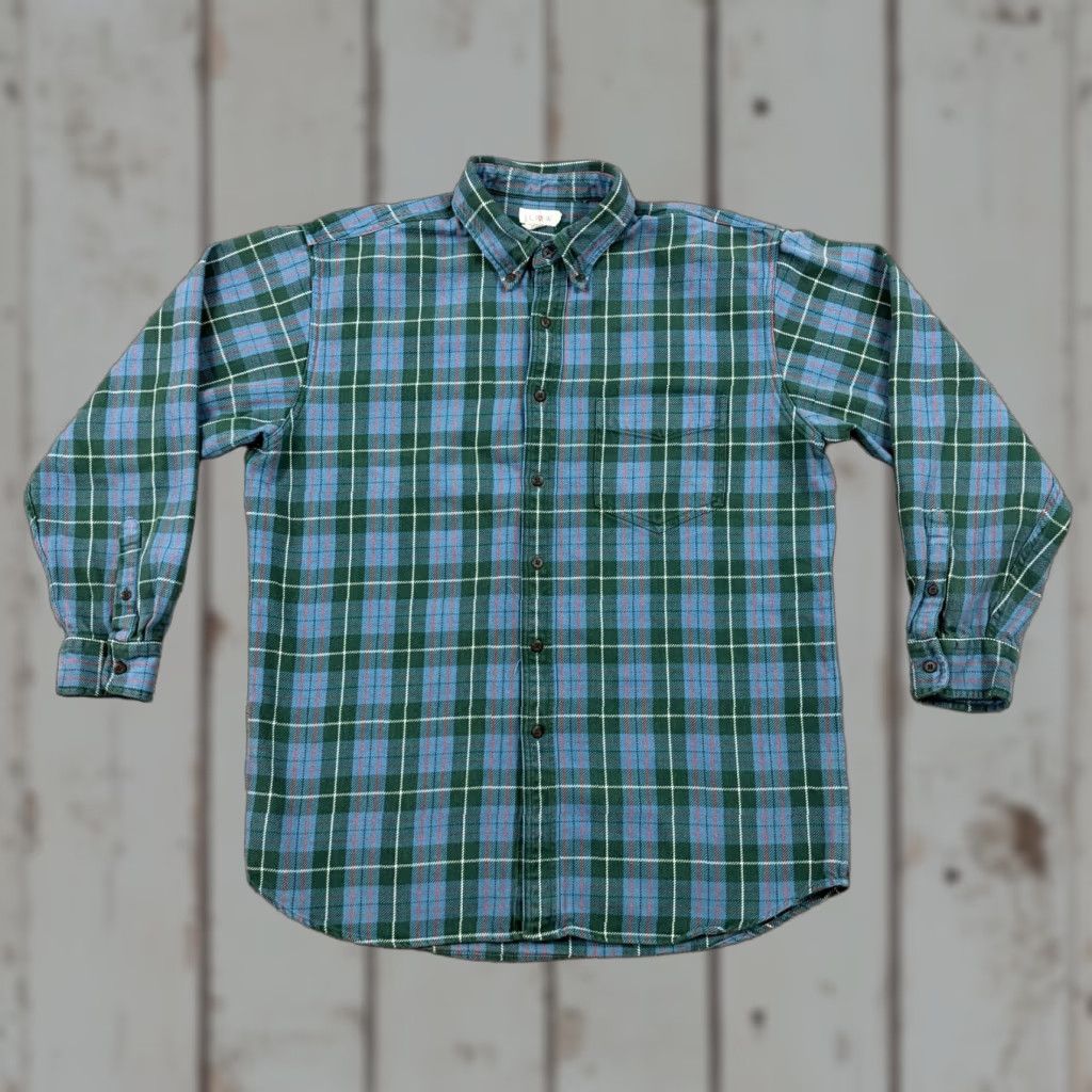 J.Crew J. CREW Shirt Mens L Green Plaid Chamois Flannel Long Sleeve Cotton Casual Button-Up with Pockets Size US L / EU 52-54 / 3 - 1 Thumbnail