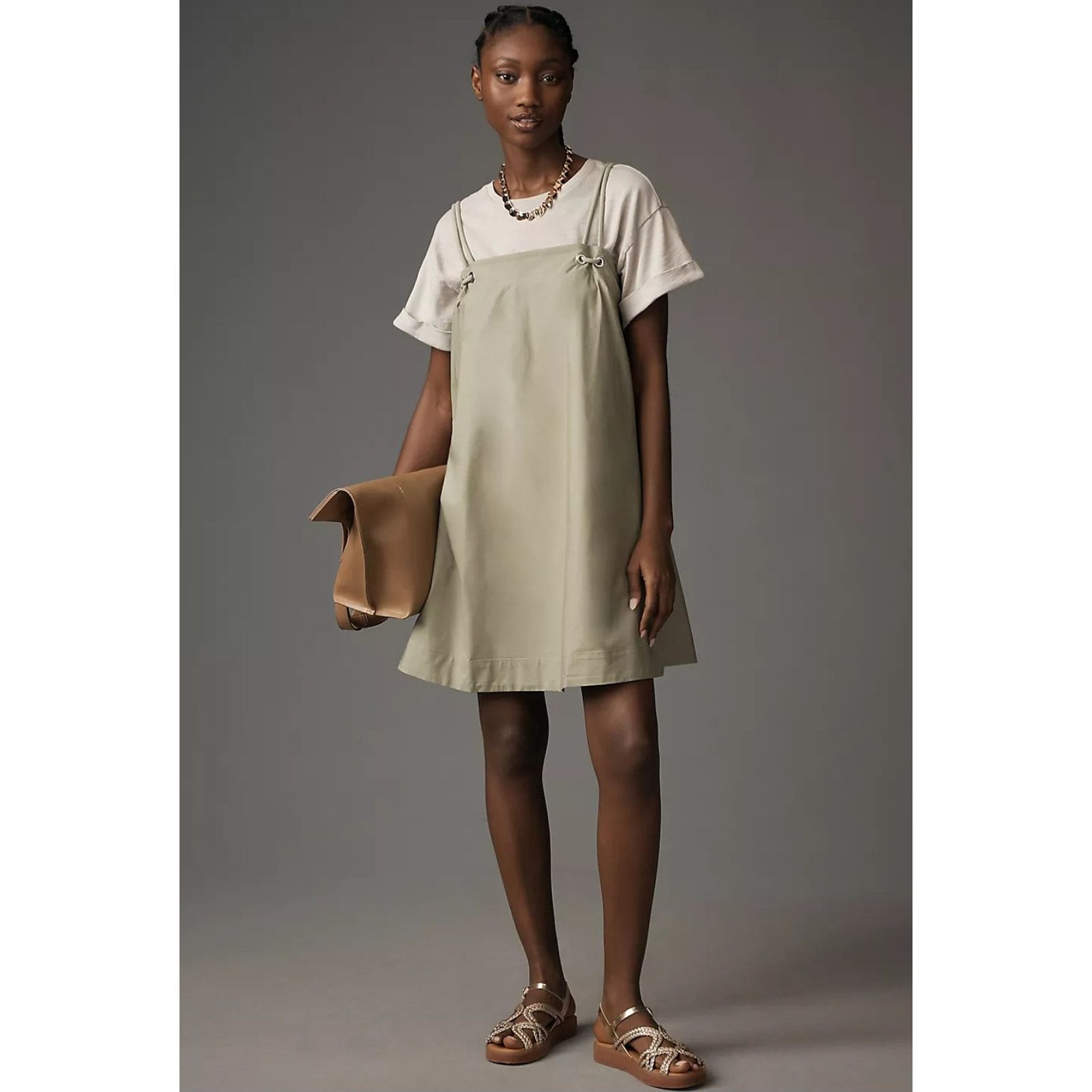 Anthropologie NWT Rope-Strap Swing Tank Dress $148 SMALL Green Mini Size S / US 4 / IT 40 - 2 Thumbnail