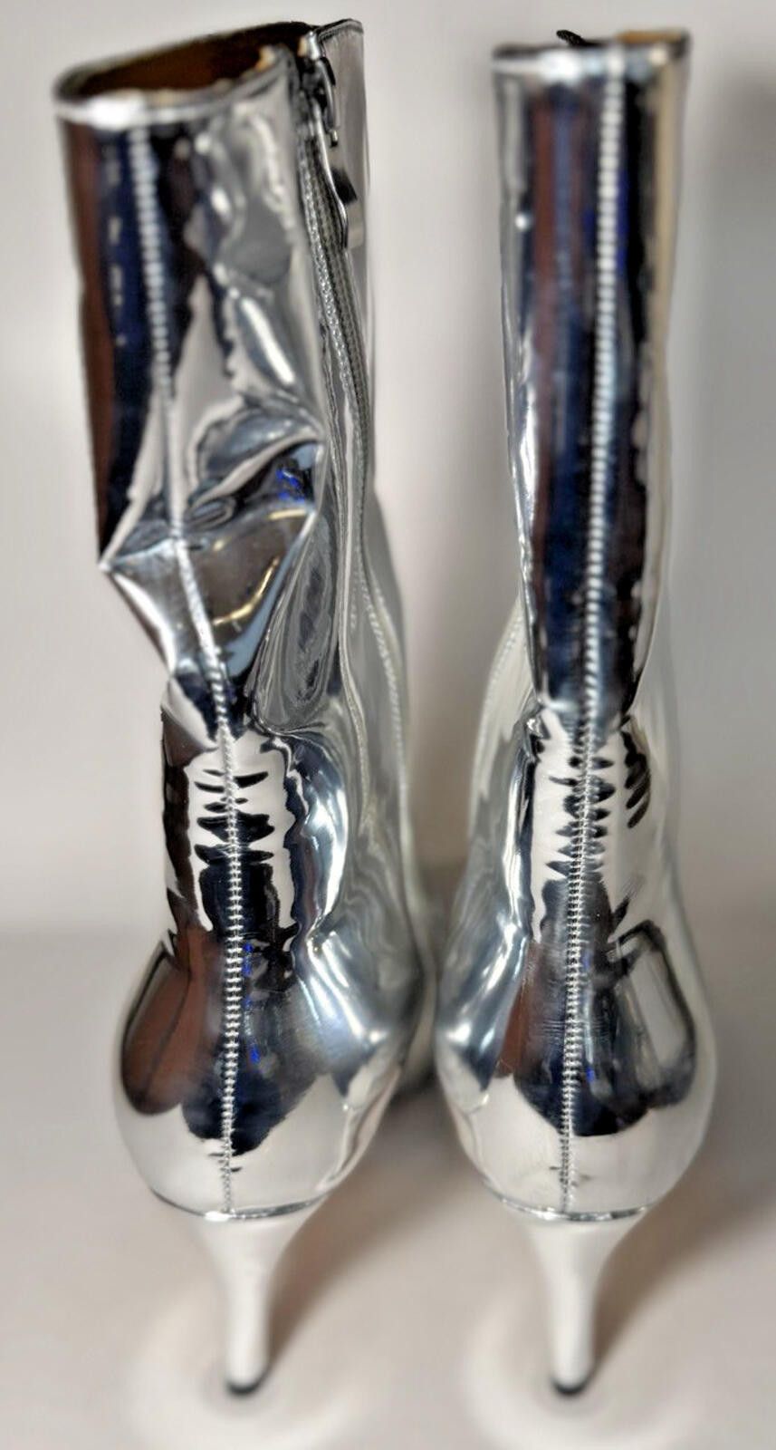Other Haotianano Silver Metallic Ankle Boots Mirror Pointed Toe Size US 8.5 / IT 38.5 - 4 Thumbnail