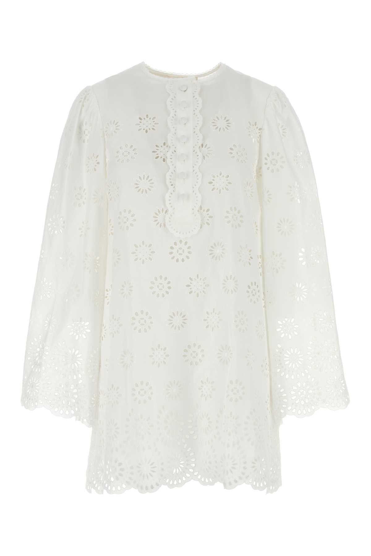 Chloe White Broderie Anglaise Mini Dress Size S / US 4 / IT 40 - 1 Thumbnail