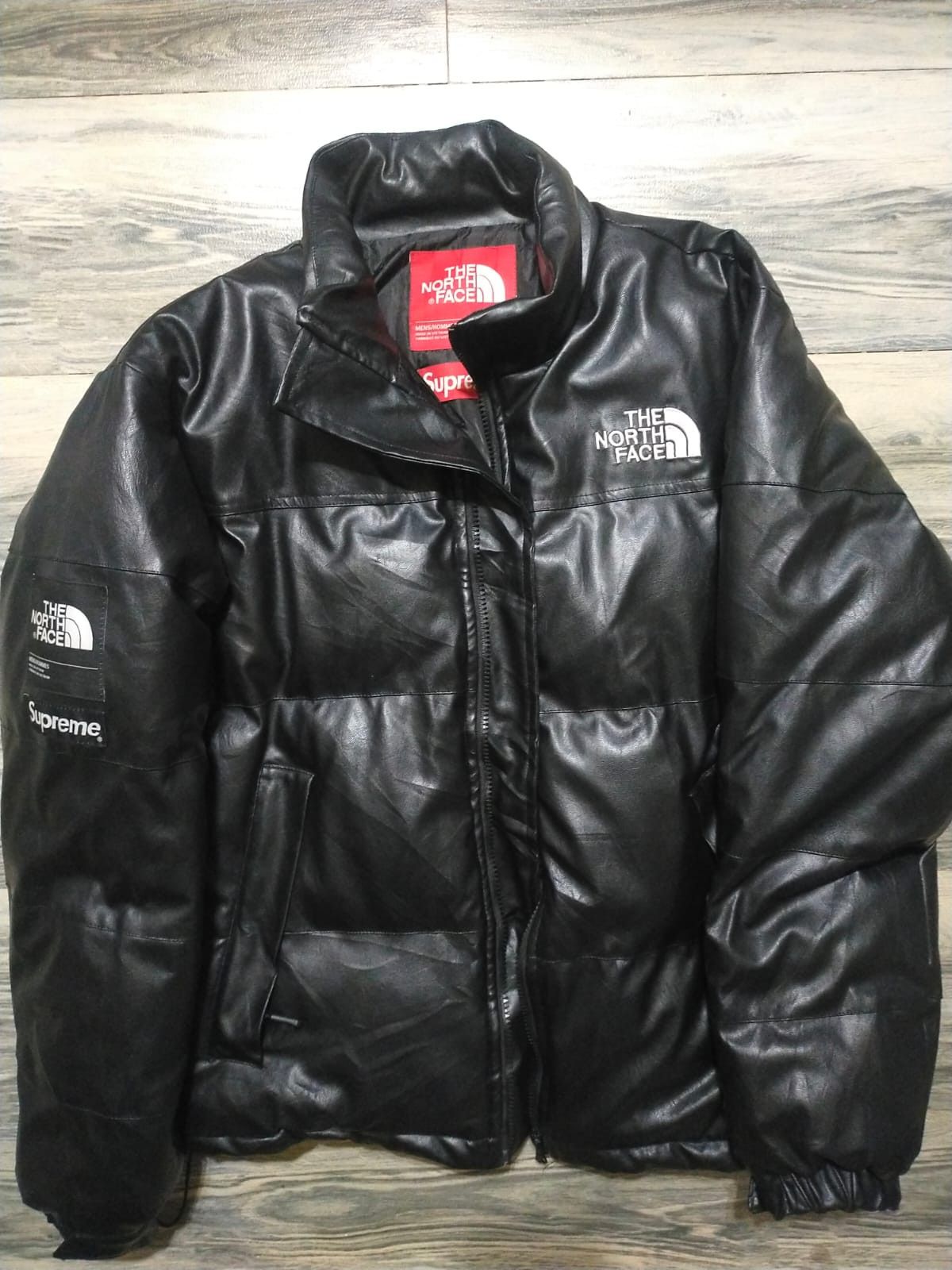 image of The North Face Down Jacket Leather Puffer Black, Men's (Size Large)