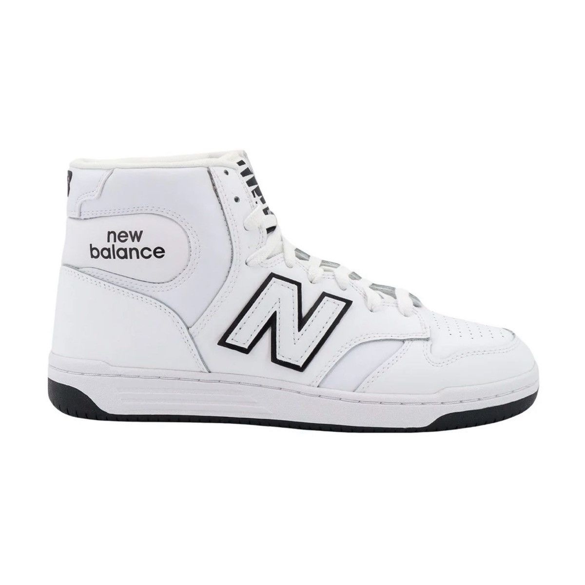 New Balance 480 White Black High Top Basketball Sneakers