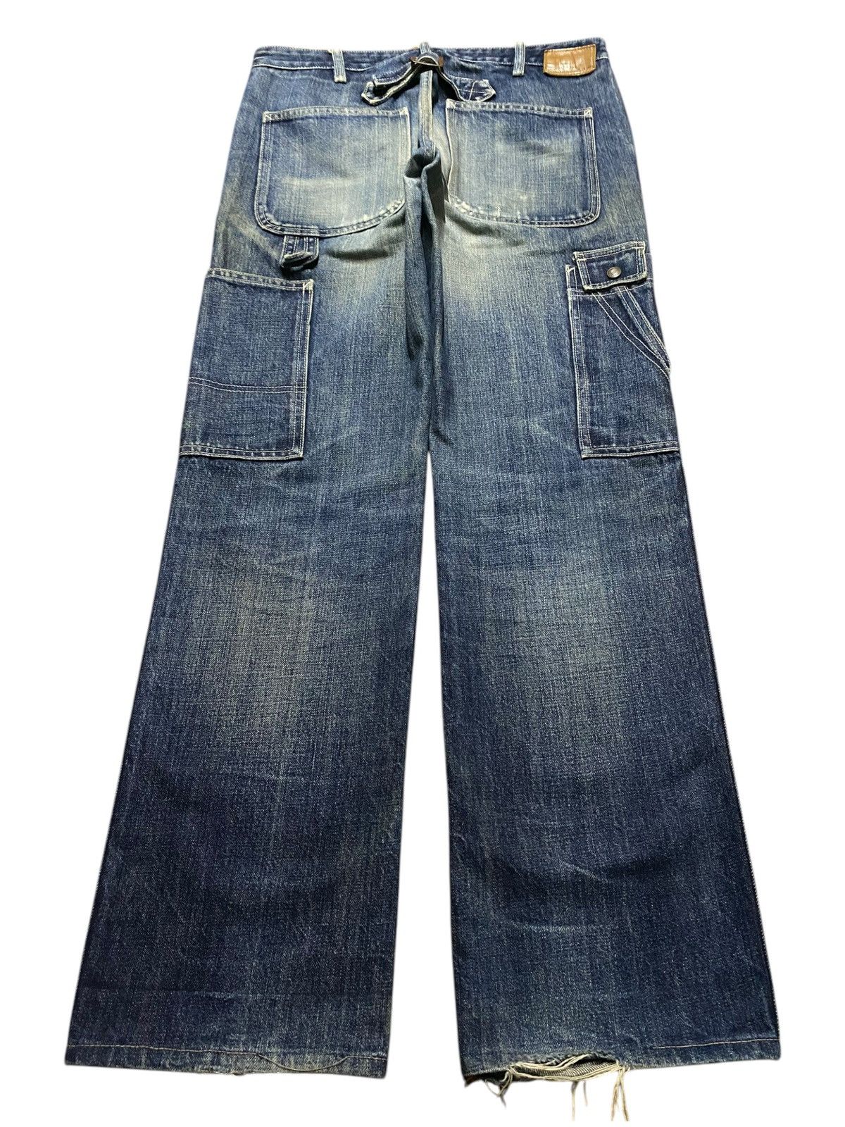 Le Grande Bleu (L.G.B.) Multipocket Carpenter Mud Wash Buckle Back Baggy Gap Jeans Size US 34 / EU 50 - 1 Thumbnail