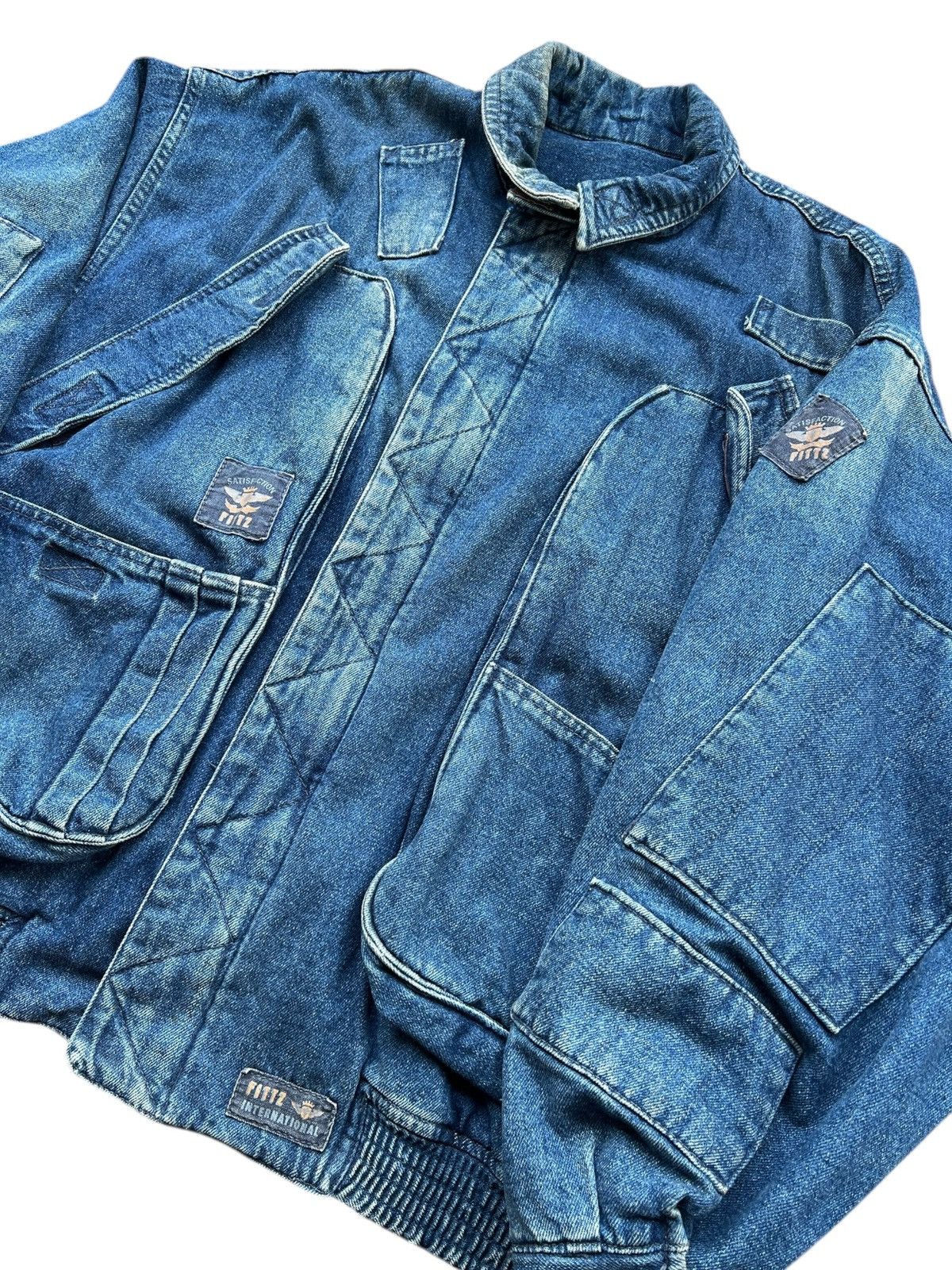Japanese Brand 1990s FITTZ Utility Heavy Weight Multi Pocket Denim Jacket Size US XL / EU 56 / 4 - 3 Thumbnail