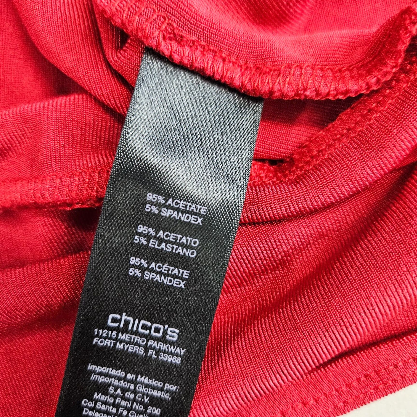 Vintage Chico's Travelers Cardigan Women Medium Solid Red 3/4 Sleeve Tie Front Satin Acetate Knit Sweater Mens? Size M / US 6-8 / IT 42-44 - 5 Thumbnail