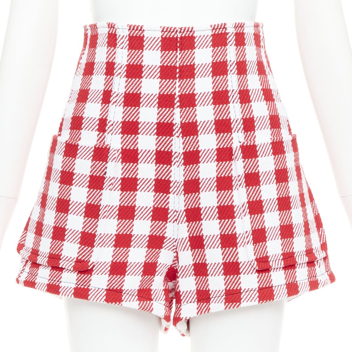 Philosophy di Lorenzo Serafini PHILOSOPHY Lorenzo Serafini red white check cotton blend high waist shorts IT38 XS Size 26" / US 2 / IT 38 - 1 Thumbnail