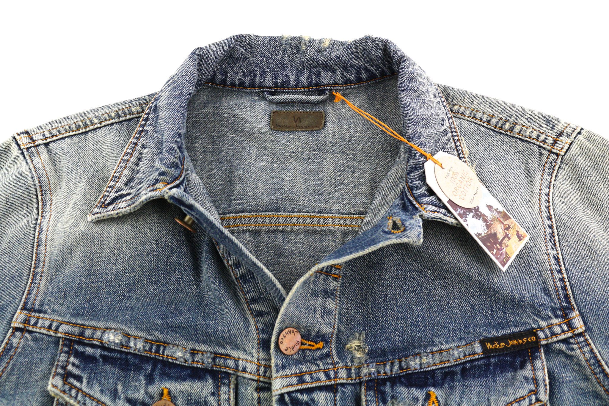 Nudie Jeans BILLY M Shimmering Indigo Washed Ripped Polo Jacket 82475 Size US M / EU 48-50 / 2 - 4 Thumbnail