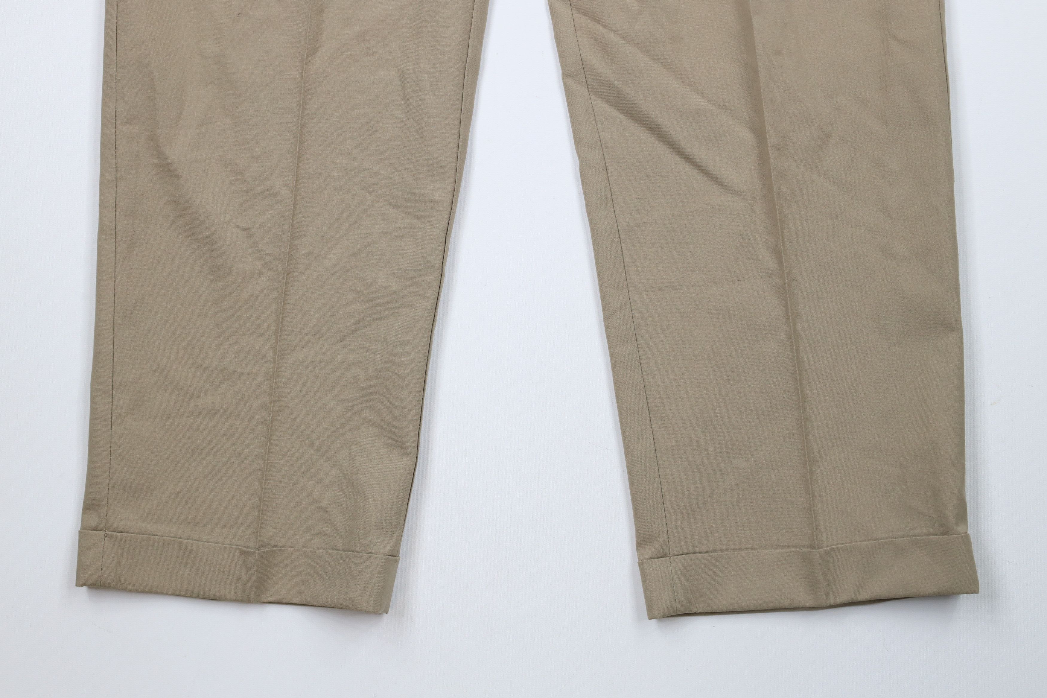 Brooks Brothers × Vintage Vintage 90s Brooks Brothers Cuffed Wool Chino Pants Beige Size US 36 / EU 52 - 4 Thumbnail