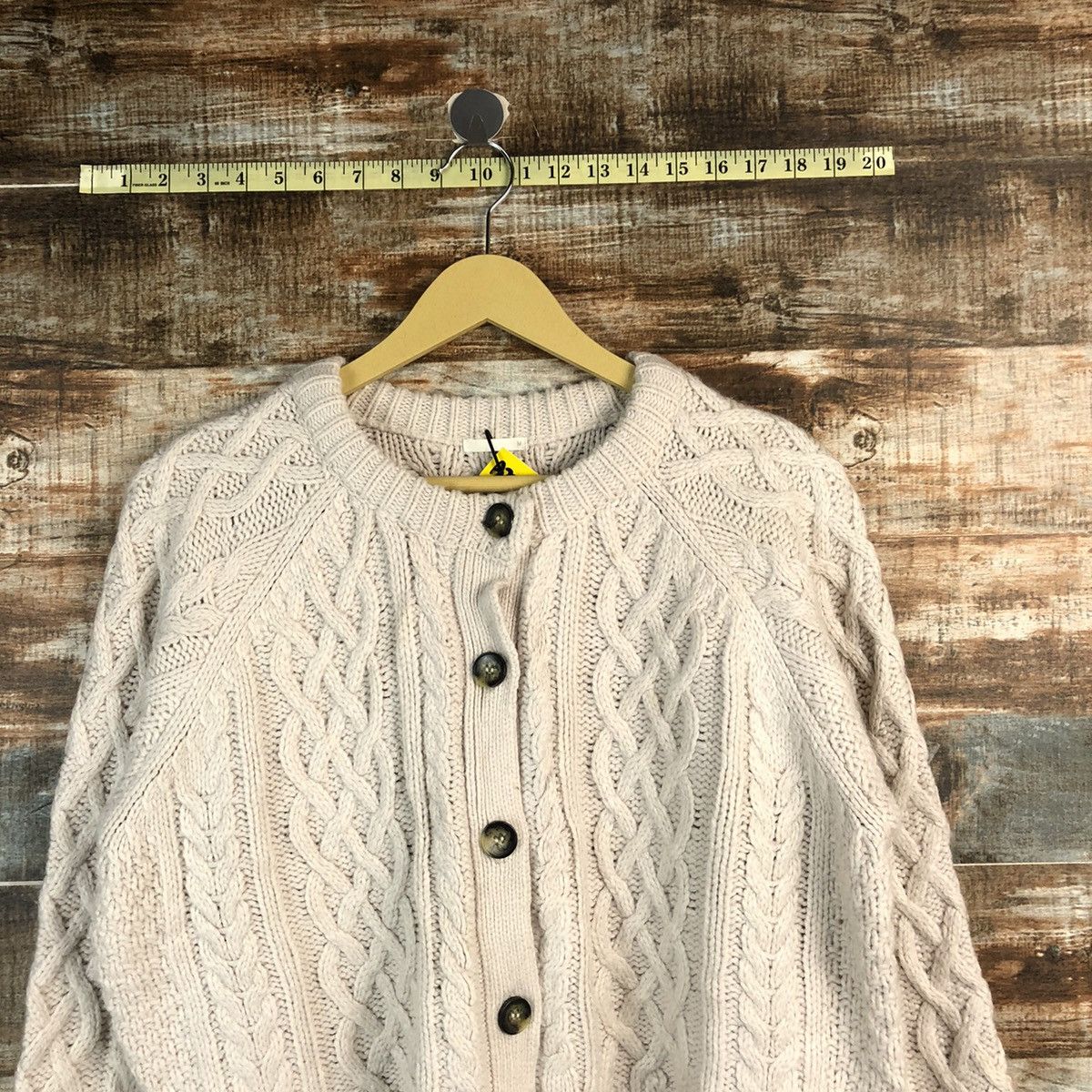 GU × Homespun Knitwear GU Brown Patterned Cardigan cable knitwear japan #A2318 Size M / US 6-8 / IT 42-44 - 2 Thumbnail