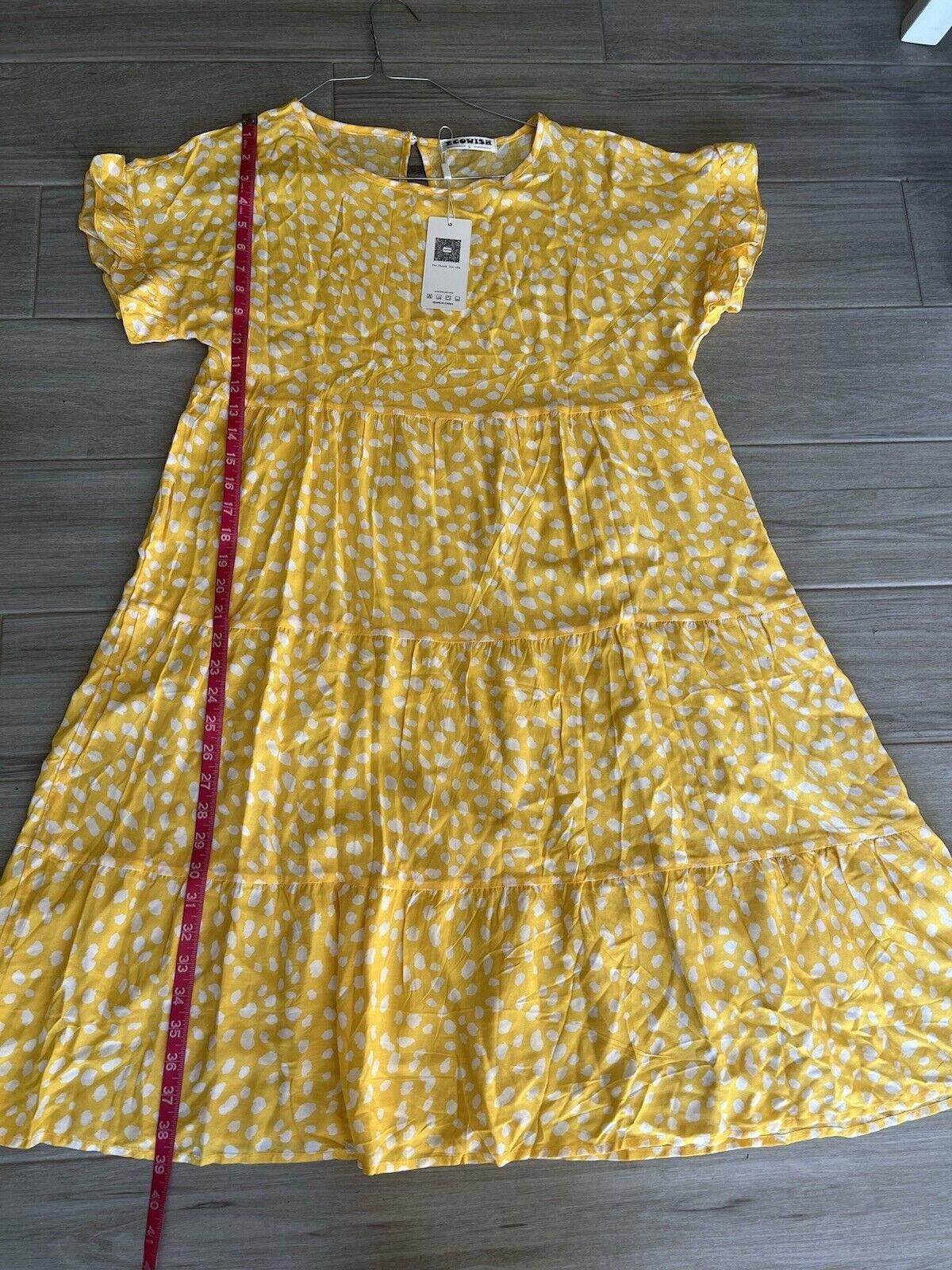 Designer Ecowish Dress in Beautiful Yellow Hues Sz L Size L / US 10 / IT 46 - 8 Thumbnail