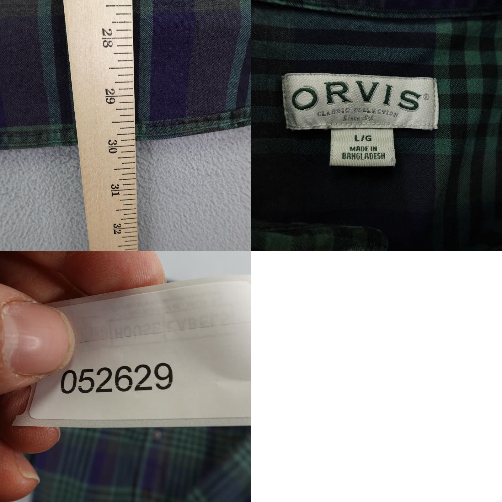 Orvis VINTAGE Orvis Shirt Mens Large Green Blue Plaid Button-Up Outdoor Casual Workwear 90s Mens L Green/Blue Size US L / EU 52-54 / 3 - 8 Thumbnail
