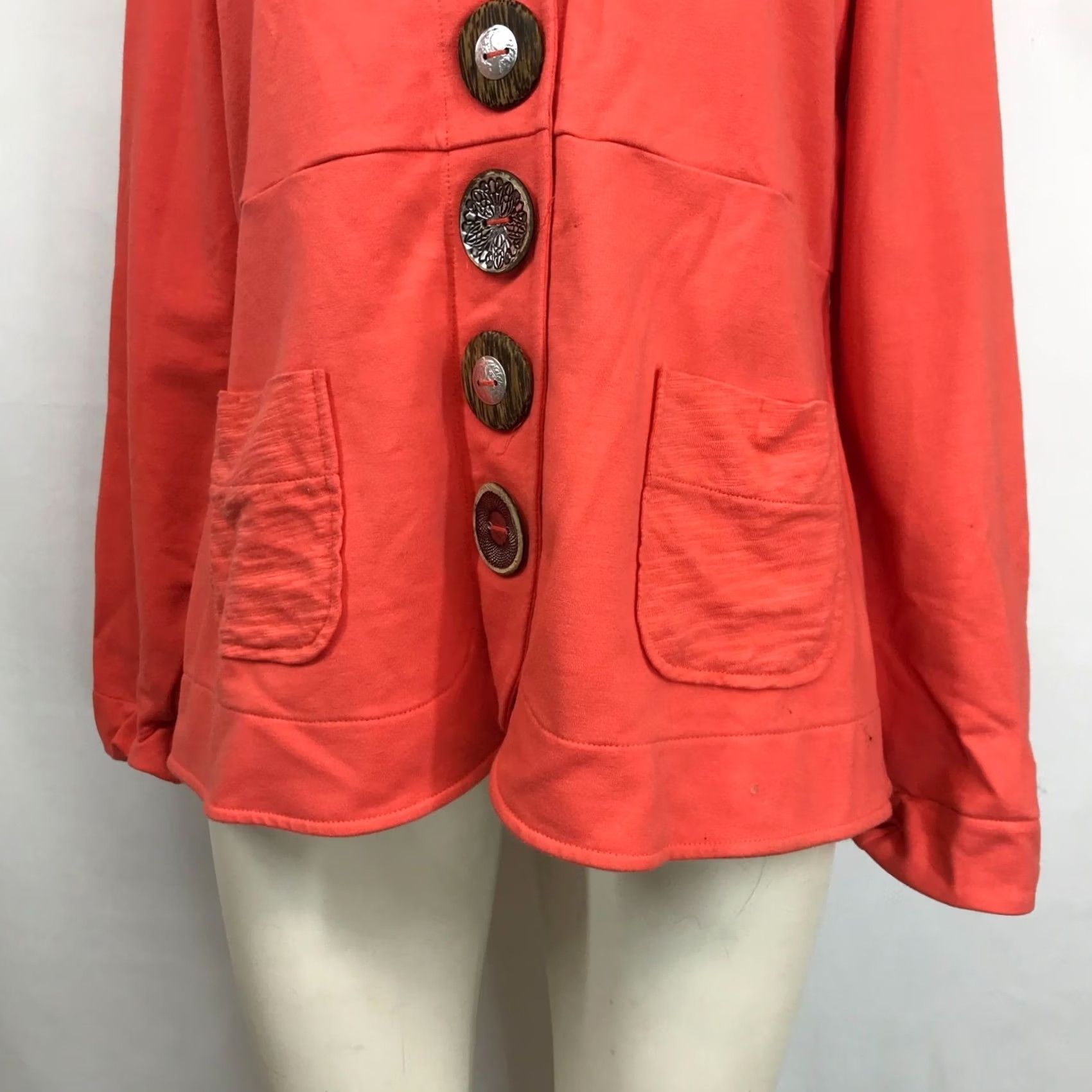 Vintage NEON BUDDHA Jacket Button Up Long Sleeve Orange Womens M BOHO ART TO WEAR Size M / US 6-8 / IT 42-44 - 3 Thumbnail