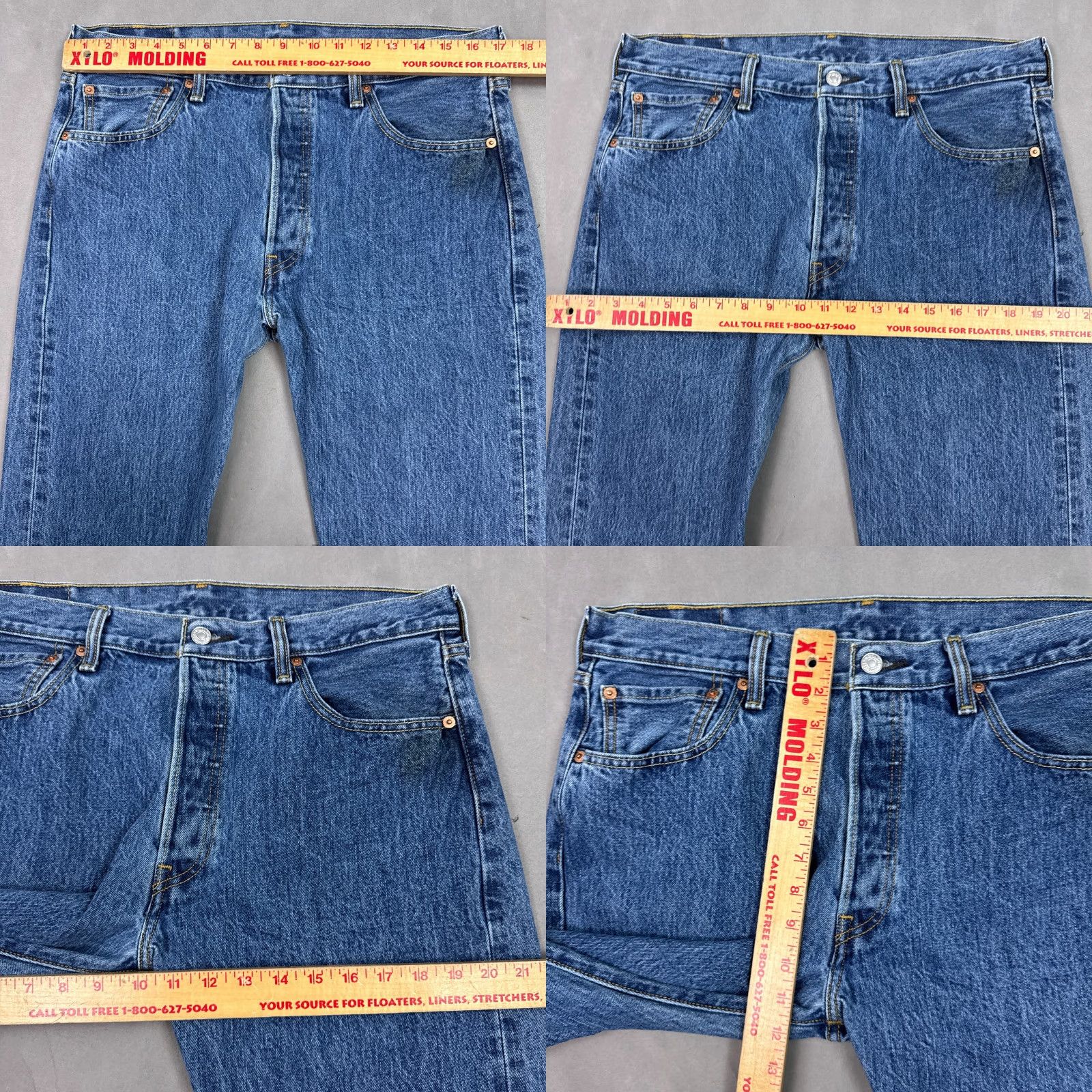 Levi's Levi's 501 Jeans Men 34x30 Blue Button Fly Denim Pants Cropped Distress (Tag34x36) Size US 34 / EU 50 - 9 Thumbnail