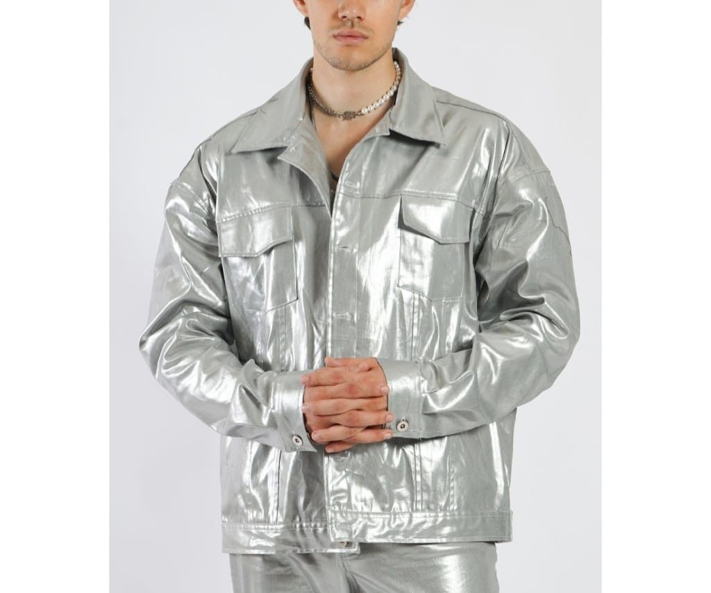 Designer OWC Silver Denim Jacket (oversize) Size US L / EU 52-54 / 3 - 1 Thumbnail