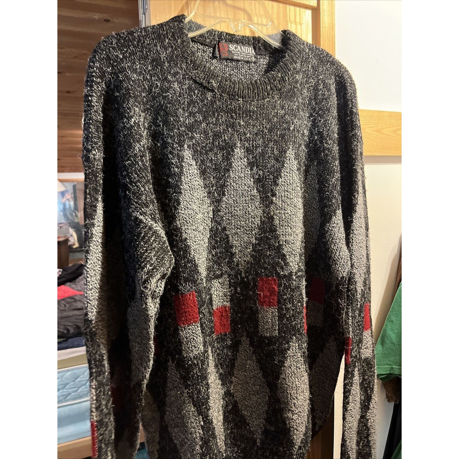 Other Scandia Vintage Small Gray Red Argyle LS Acrylic Sweater Size S / US 4 / IT 40 - 4 Thumbnail