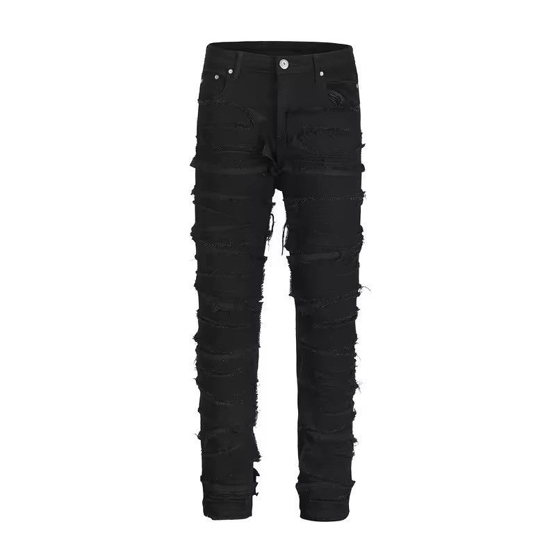 Jean Custom streetwear ripped punk design jeans Size US 30 / EU 46 - 2 Thumbnail