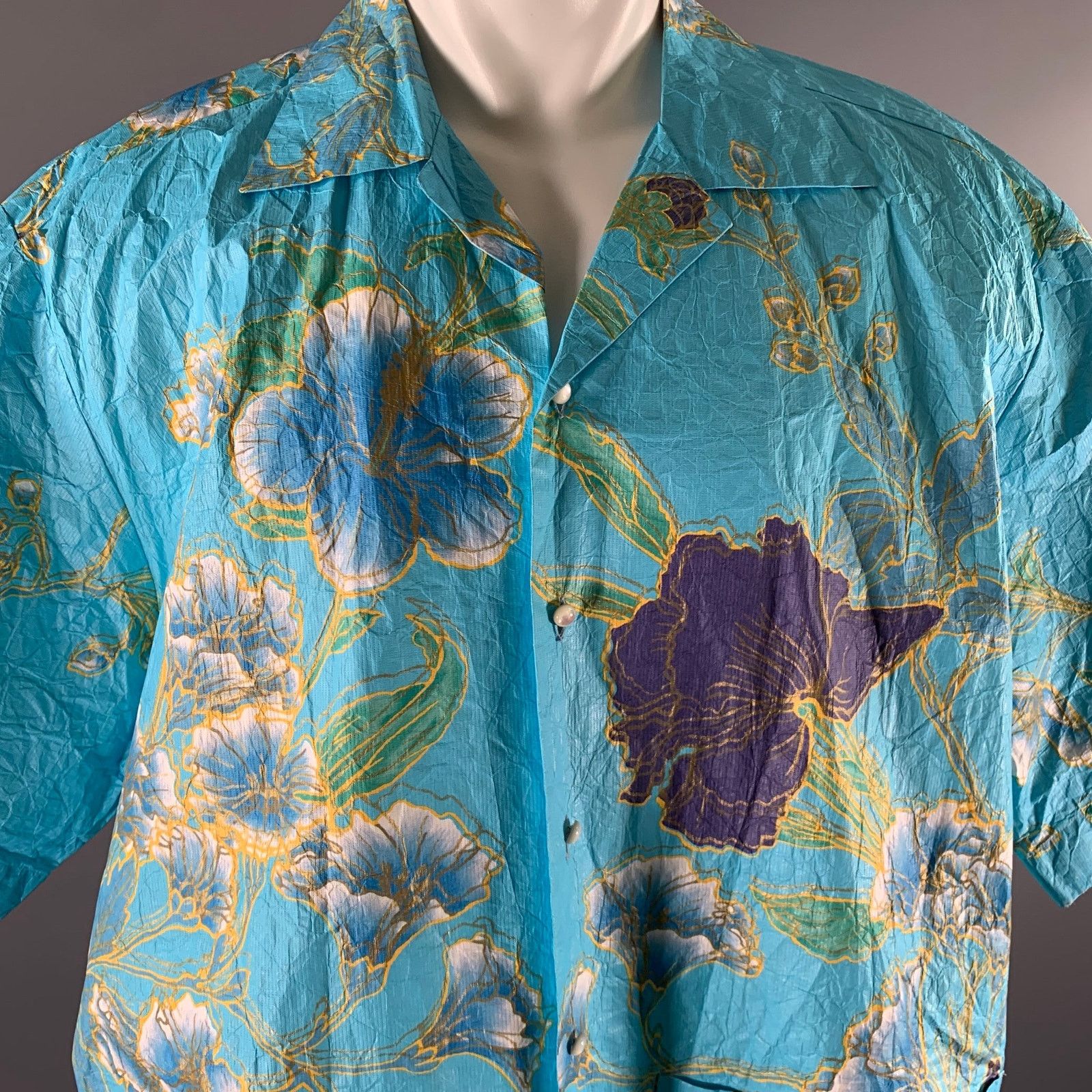 Gucci GUCCI S Blue Floral Oversized Camp Short Sleeve Shirt Size US S / EU 44-46 / 1 - 2 Thumbnail