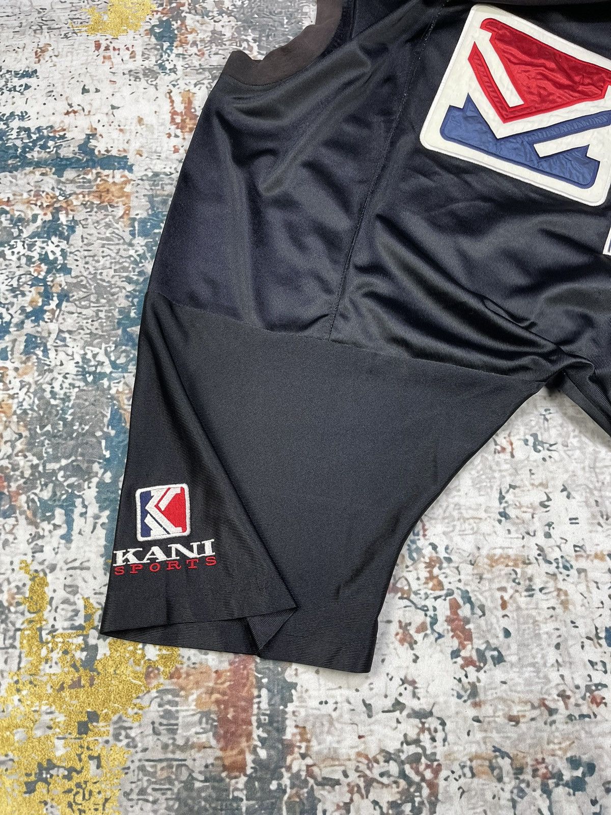 Karl Kani Vintage KANI SPORTS Big Logo Mesh Stripe Tee. Size US L / EU 52-54 / 3 - 3 Thumbnail