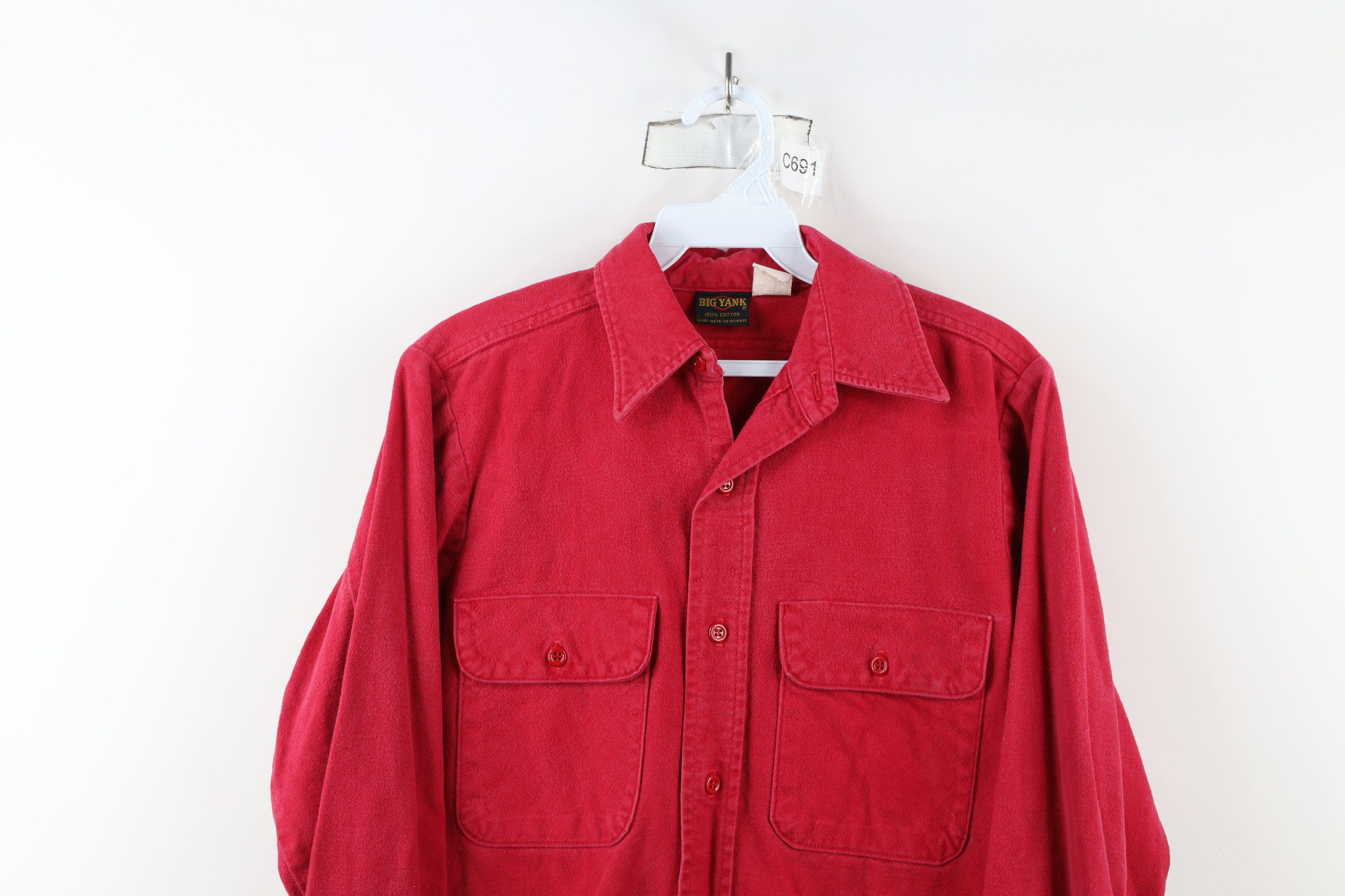Vintage Vintage 70s Streetwear Chamois Cloth Button Shirt Red USA Size US S / EU 44-46 / 1 - 2 Thumbnail
