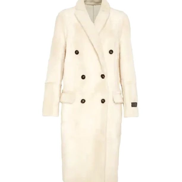 Brunello Cucinelli Brunello Cucinelli Reversible Shearling Coat Womens Beige Long Coat Regular Size One Size Size ONE SIZE - 2 Thumbnail