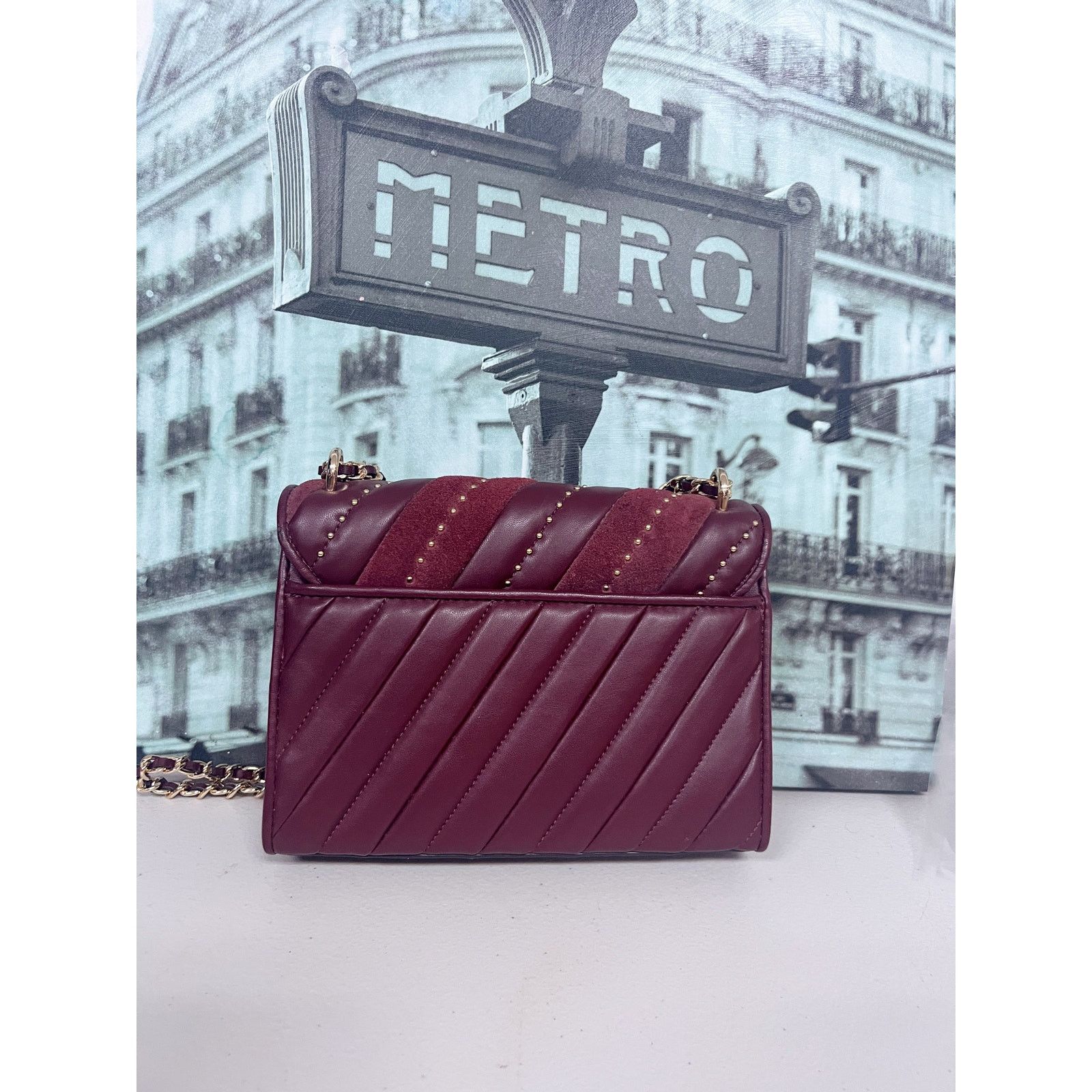 Michael Kors Michael Kors 35F1GXOL2U Rose Medium Flap Burgundy Studded Size ONE SIZE - 3 Thumbnail
