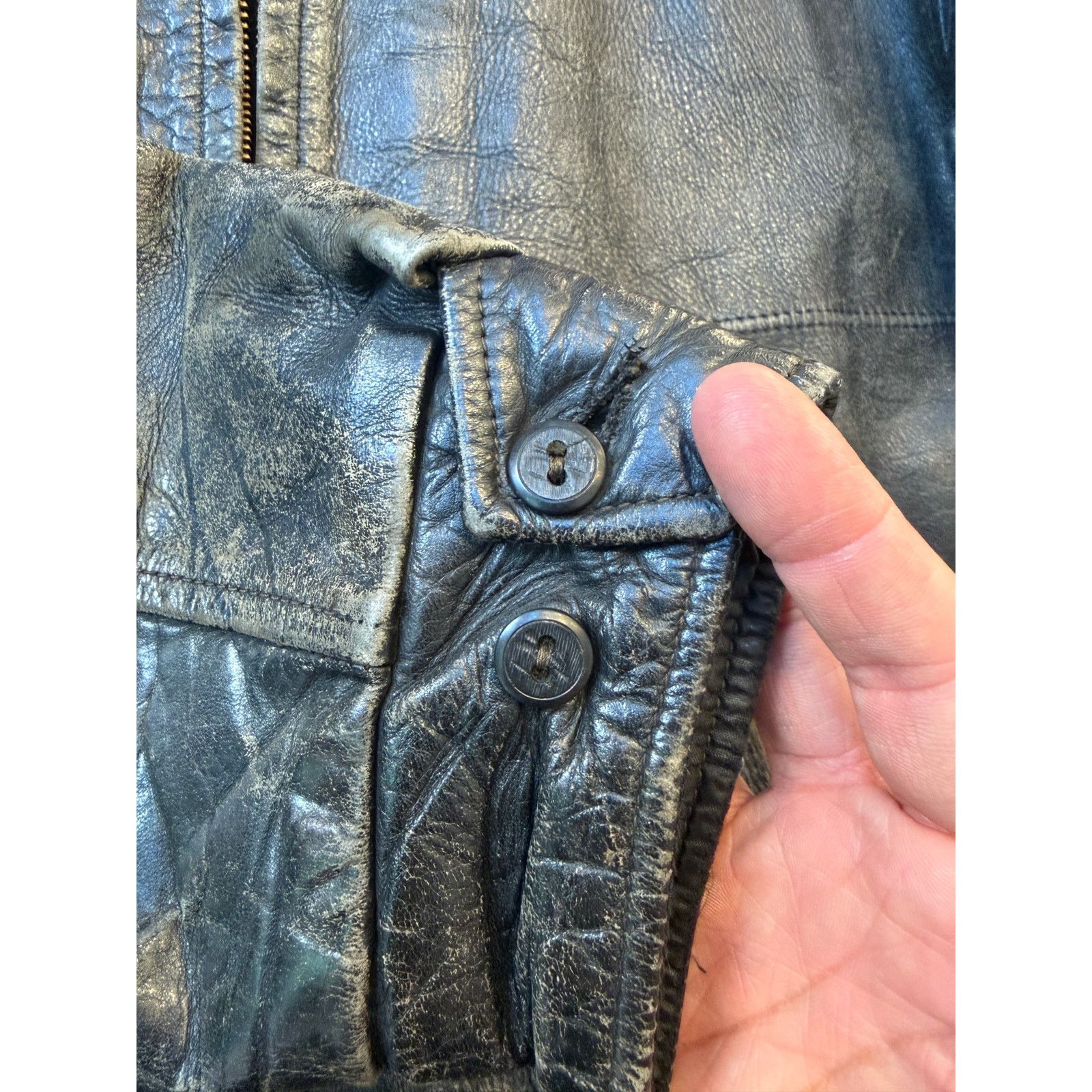 Vintage Vintage 40-50's Leather Motorcycle Jacket Size US L / EU 52-54 / 3 - 8 Thumbnail