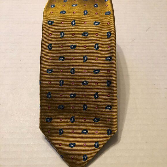 Robert Talbott Robert talbott men's new gold 100%silk tie 3" X 61 1/2" Size ONE SIZE - 6 Thumbnail
